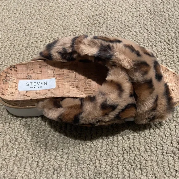 NEW Steven NEW YORK BY STEVE MADDEN leopard print sandals SLIP ON CADO SIZE 7.5 - Picture 7 of 9